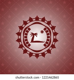 beach icon inside badge with red background