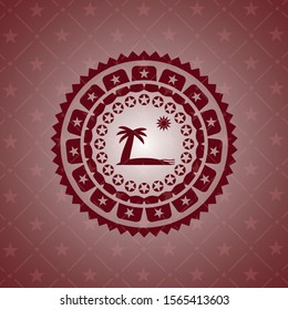 beach icon inside badge with red background