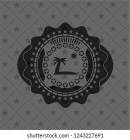 beach icon inside black badge