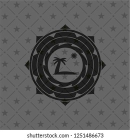 beach icon inside black emblem