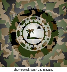 beach icon inside camo texture