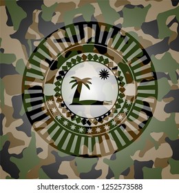 beach icon inside camouflaged emblem