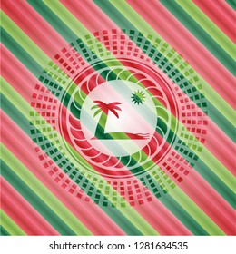 beach icon inside christmas badge.
