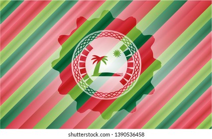 beach icon inside christmas colors style emblem.