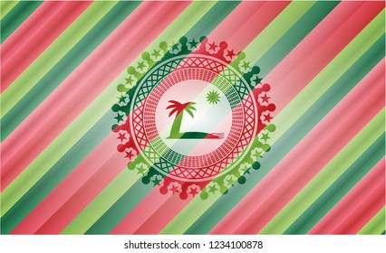 beach icon inside christmas emblem background.