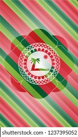 beach icon inside christmas emblem.