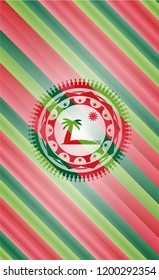 beach icon inside christmas style badge..