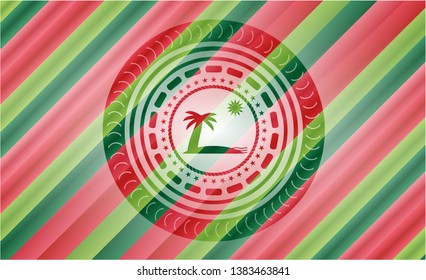beach icon inside christmas style emblem.