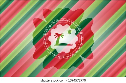 beach icon inside christmas style emblem.