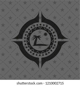 beach icon inside dark badge or emblem