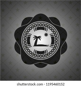 beach icon inside dark emblem. Retro