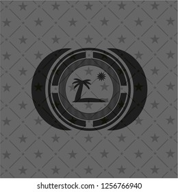beach icon inside dark emblem. Retro