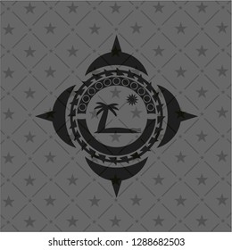 beach icon inside dark emblem