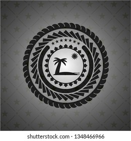 beach icon inside dark emblem. Retro