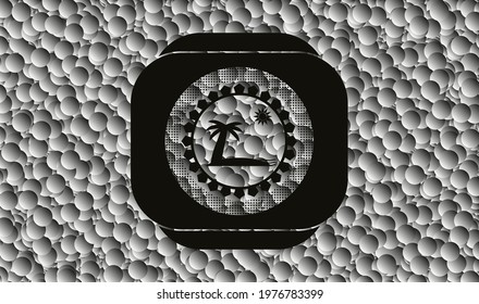 beach icon inside dark icon or emblem with bubbles background. Vector Illustration. Detailed. 