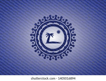 beach icon inside denim background