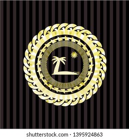 beach icon inside gold emblem or badge