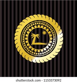 beach icon inside gold shiny emblem