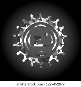 beach icon inside grey camo emblem