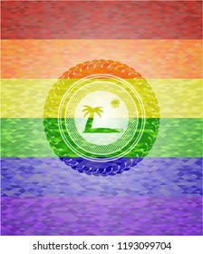 beach icon inside lgbt colors emblem 