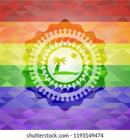 beach icon inside lgbt colors emblem 