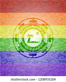 beach icon inside lgbt colors emblem 