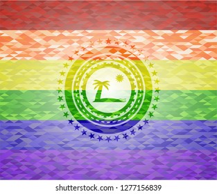 beach icon inside lgbt colors emblem 