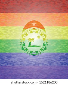 beach icon inside lgbt colors emblem 