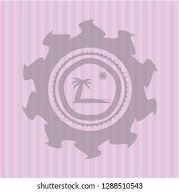 beach icon inside pink icon or emblem