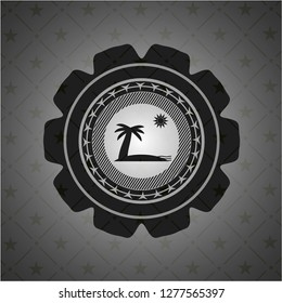 beach icon inside realistic dark emblem