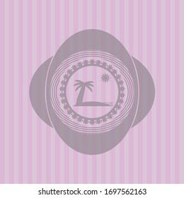 icono de playa dentro de emblema rosa realista