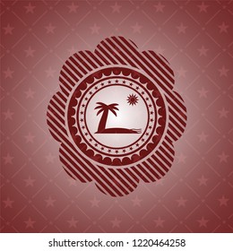 beach icon inside realistic red emblem
