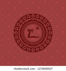 beach icon inside realistic red emblem