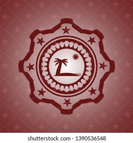 beach icon inside realistic red emblem