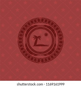 beach icon inside red icon or emblem