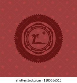 beach icon inside red emblem. Vintage.