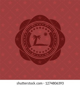beach icon inside red emblem. Vintage.