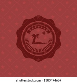 beach icon inside red icon or emblem