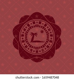 icono de playa dentro del emblema rojo