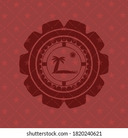 icono de playa dentro del emblema rojo retro. 
