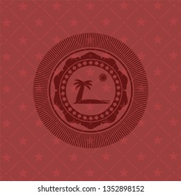 beach icon inside retro style red emblem