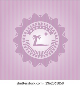 beach icon inside retro style pink emblem
