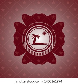 beach icon inside retro style red emblem