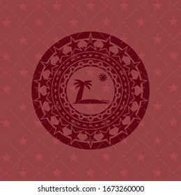 beach icon inside retro style red emblem