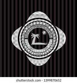 beach icon inside silvery badge