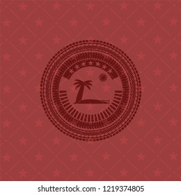 beach icon inside vintage red emblem