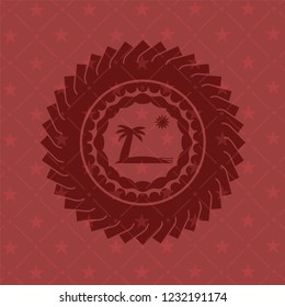 beach icon inside vintage red emblem