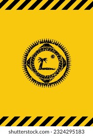 beach icon inside warning sign, black grunge emblem. Vector Illustration. Detailed. 