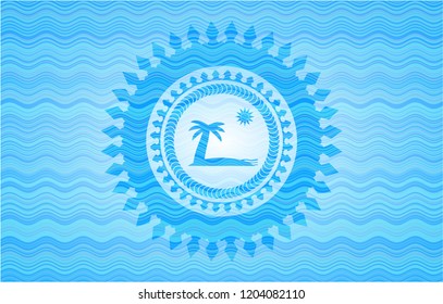 beach icon inside water representation emblem background.