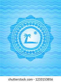 beach icon inside water wave emblem background.